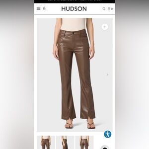 Hudson Jeans Brown Faux Leather Flare Pants